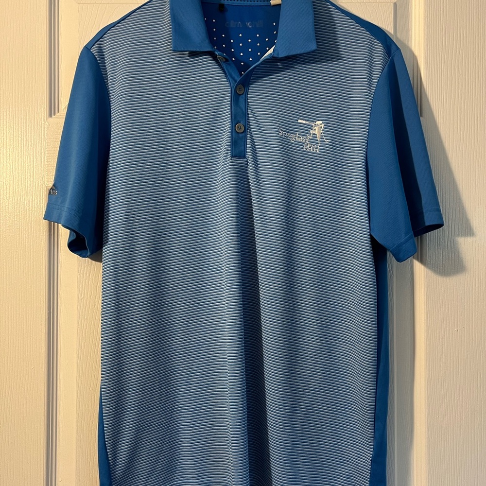Adidas Climachill x Spyglass Hill Blue Striped Golf Polo Shirt